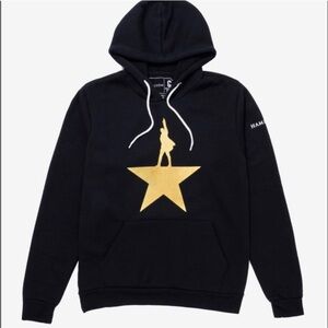 Hamilton Broadway Musical Official Black Pullover Hoodie Gold Star | Small